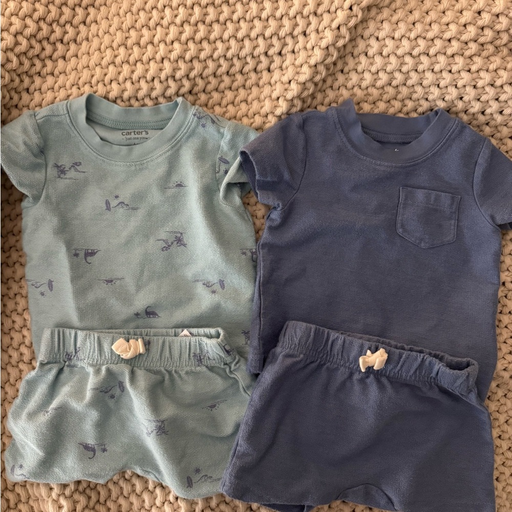 Carter's Blue and Green Baby Romper Set